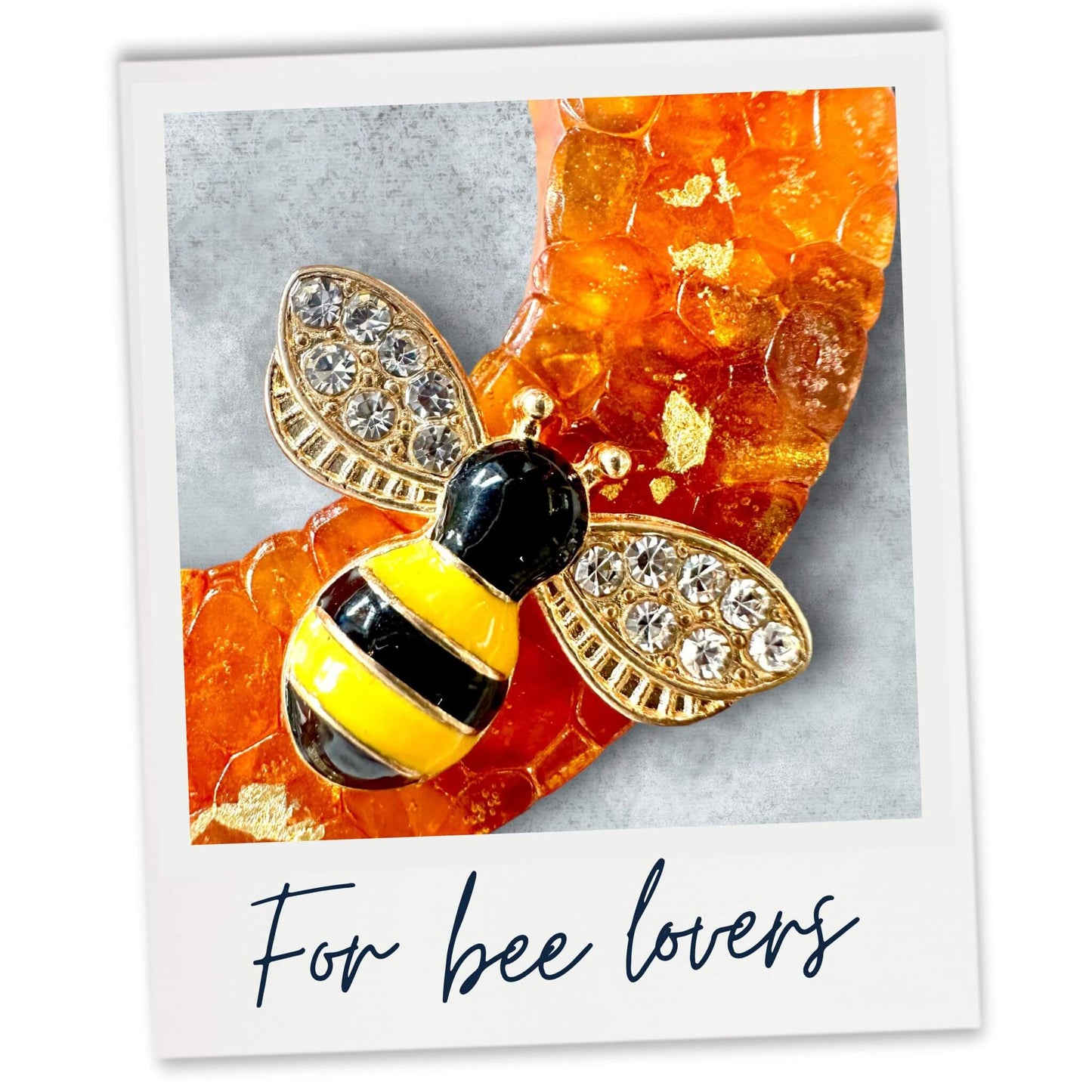 Hunter and Walker Bee themed gift Pear and Freesia Car freshener Fragrance Halo. Close up of bee.