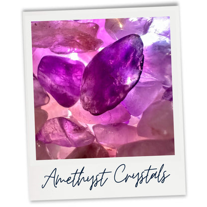 Amethyst crystal chips used in our Anxiety cleanse wax melt