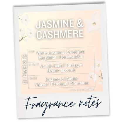 The fragrance notes of our Jasmine and Cashmere wax melts