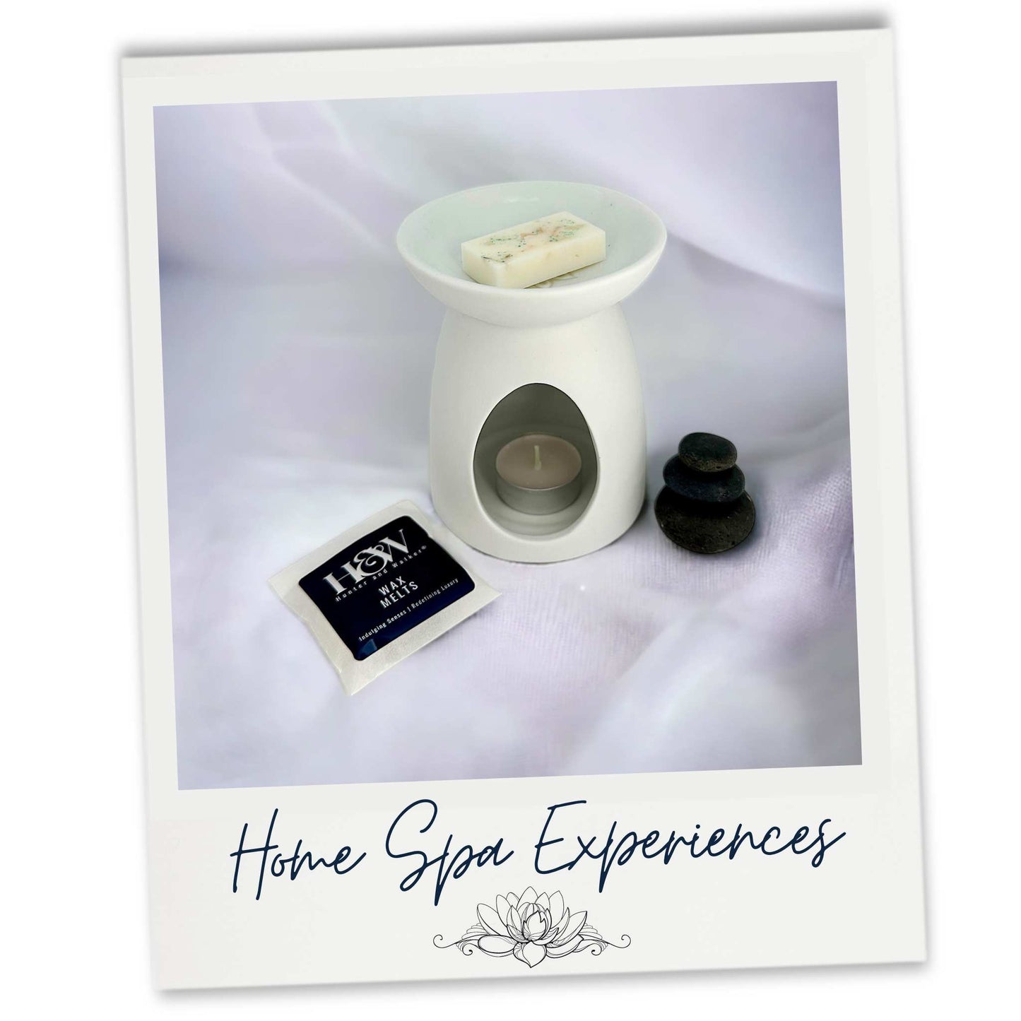 Home spa experience with spa wax melts in white mandala wax warmer