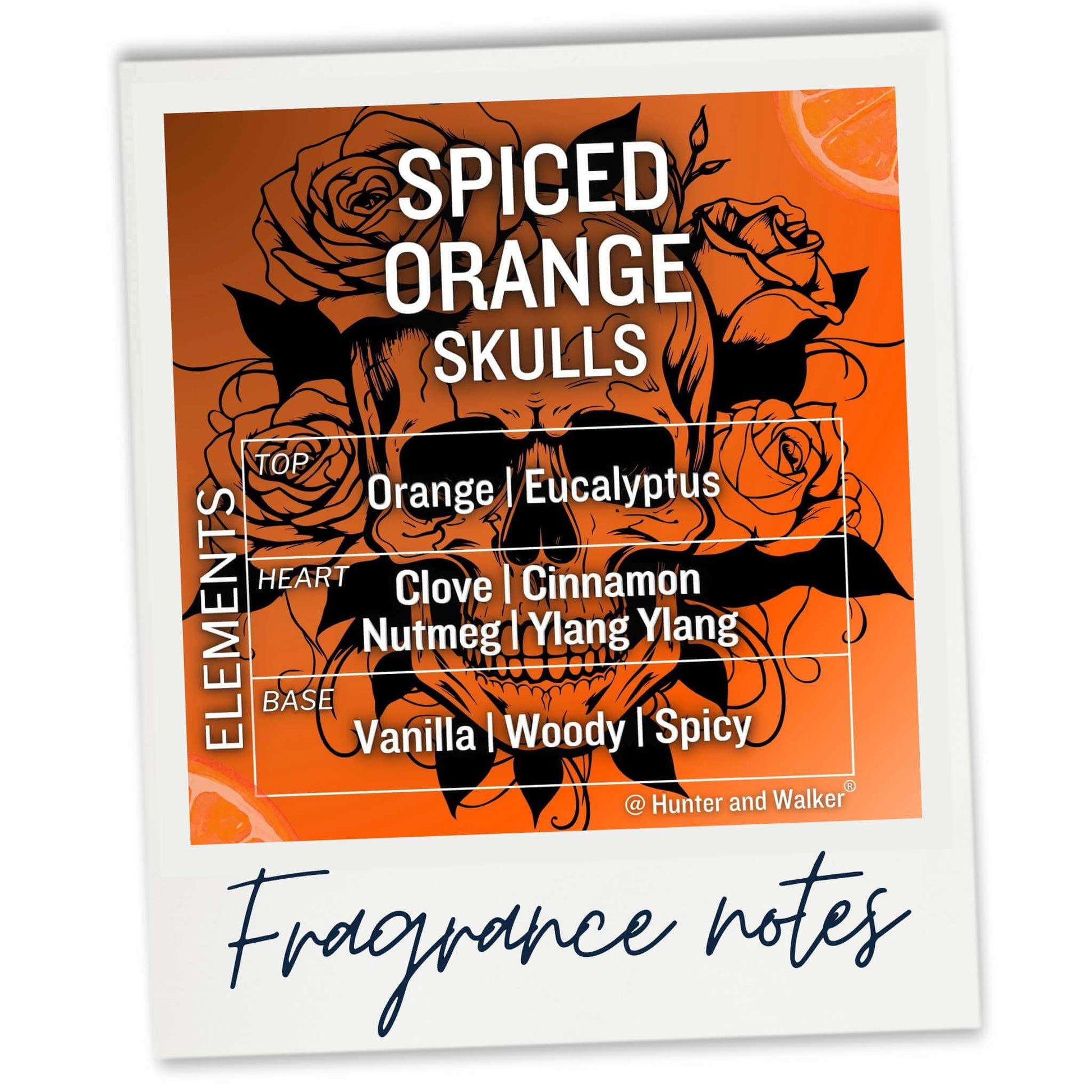 Skull wax melt fragrance notes Polaroid