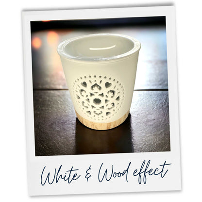 White ceramic wax melt burner rear image